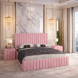 Pat Tapitat MELANIA Cu 2 Noptiere Tapitate