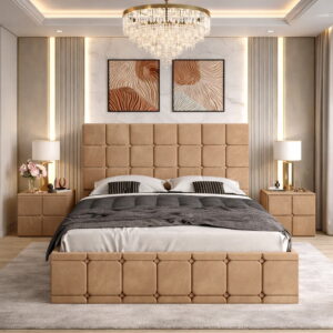 Pat Tapitat REGAL Cu 2 Noptiere Tapitate